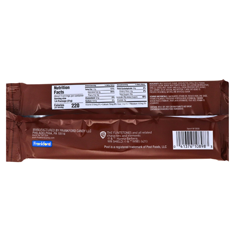 Cocoa Pebbles Cereal Bars XL - 125g Nutrition Facts Ingredients - Fred Flintstone - Bedrock - Cocoa Pebbles Candy Bar