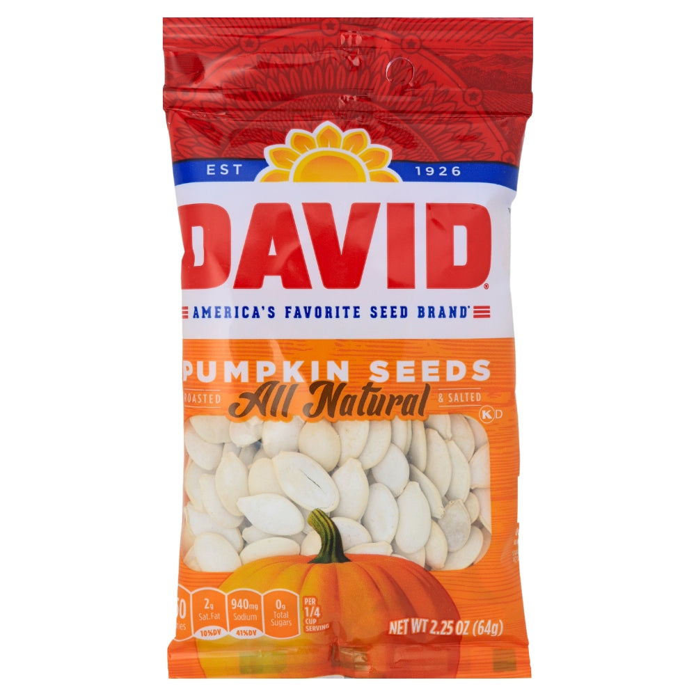 DAVID All Natural Pumpkin Seeds - 2.25 oz.