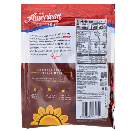 DAVID Bar-B-Q Jumbo Sunflower Seeds - 5.25 oz Nutrition Facts Ingredients