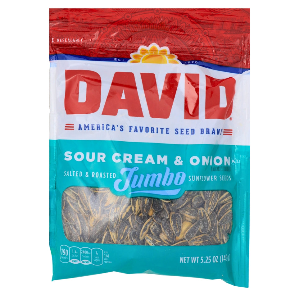DAVID Sour Cream & Onion Jumbo Sunflower Seeds - 5.25 oz