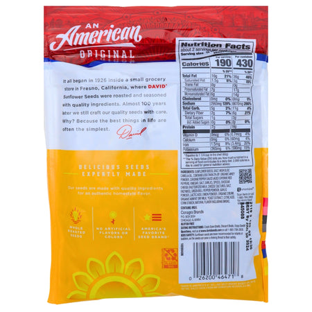 DAVID Spicy Queso Jumbo Sunflower Seeds - 5.25 oz Nutrition Facts Ingredients