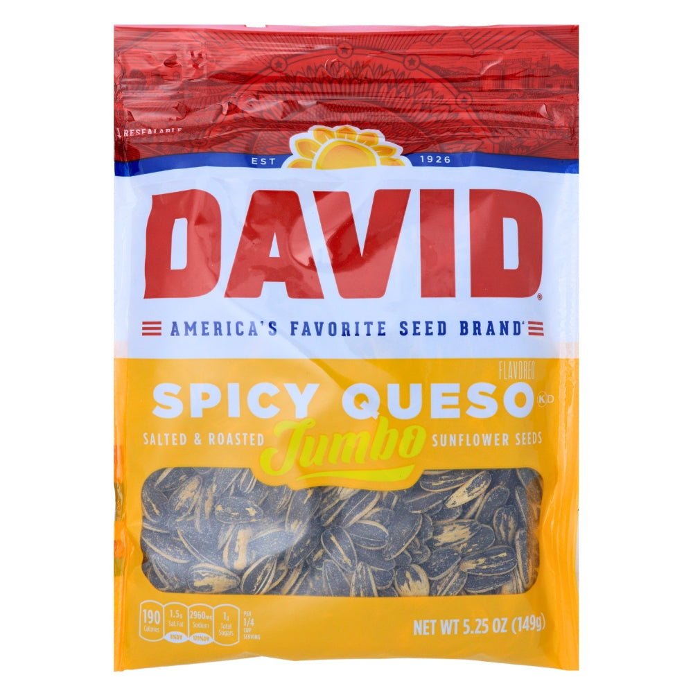 David Spicy Queso Jumbo Sunflower Seeds – Candy Funhouse Ca