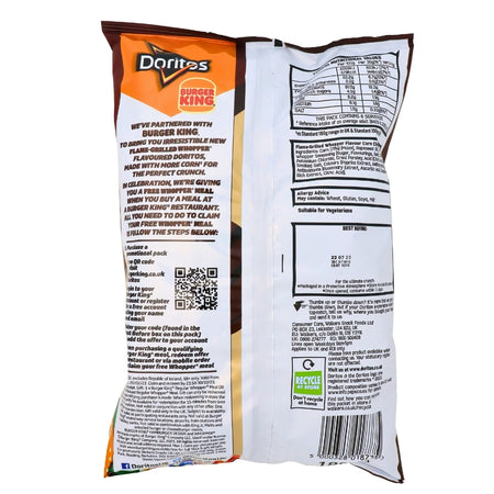 Doritos Burger King Flame Grilled Whopper (UK) Nutrition Facts Ingredients