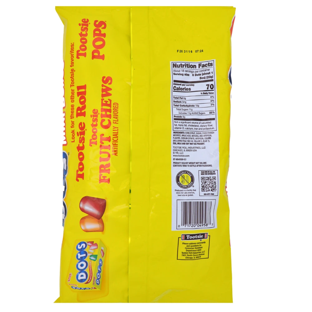 Dots Mini Bag - 13.5oz Nutrition Facts Ingredients - Dots - Old Fashioned Candy - Gumdrop - Dots Candy - Gumdrops