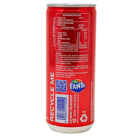 Fanta Strawberry (Indonesia) - 250mL Nutrition Facts Ingredients