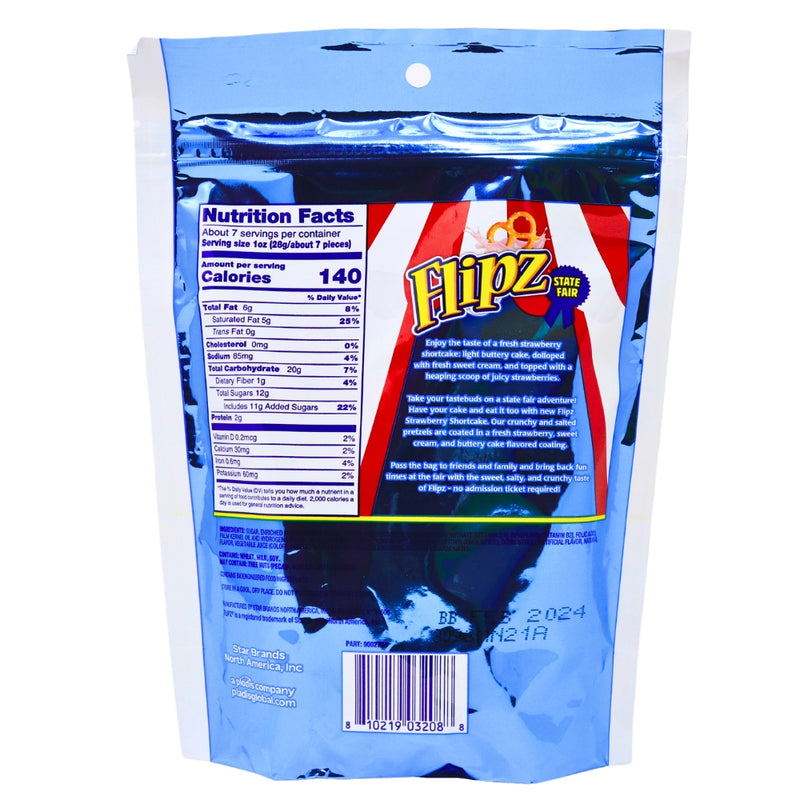 Flipz State Fair Strawberry Shortcake Pretzels 6.5oz - Nutrition Facts - Ingredients 