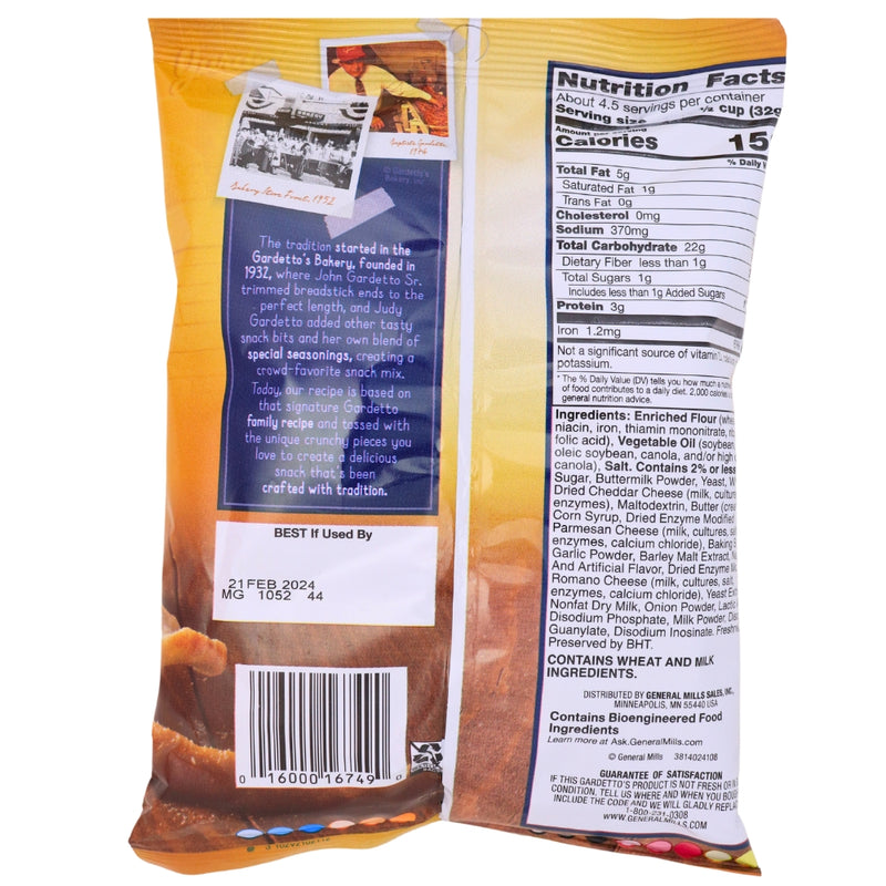 Gardettos Italian Cheese - 5.5oz Nutrition Facts Ingredients - Pretzel - Italian Cheese Pretzel