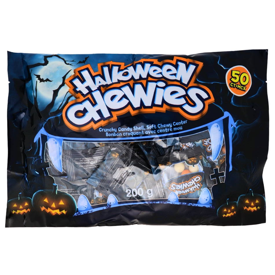 Halloween Chewies 50ct - 200g - Halloween chewy candy - Spooky treats - Trick-or-treat candy - Fruity chewies - Halloween party snacks - Halloween candy assortment - Scary good flavours - Ghoulish delights - Fun-sized Halloween treats - Spooktacular candy bag