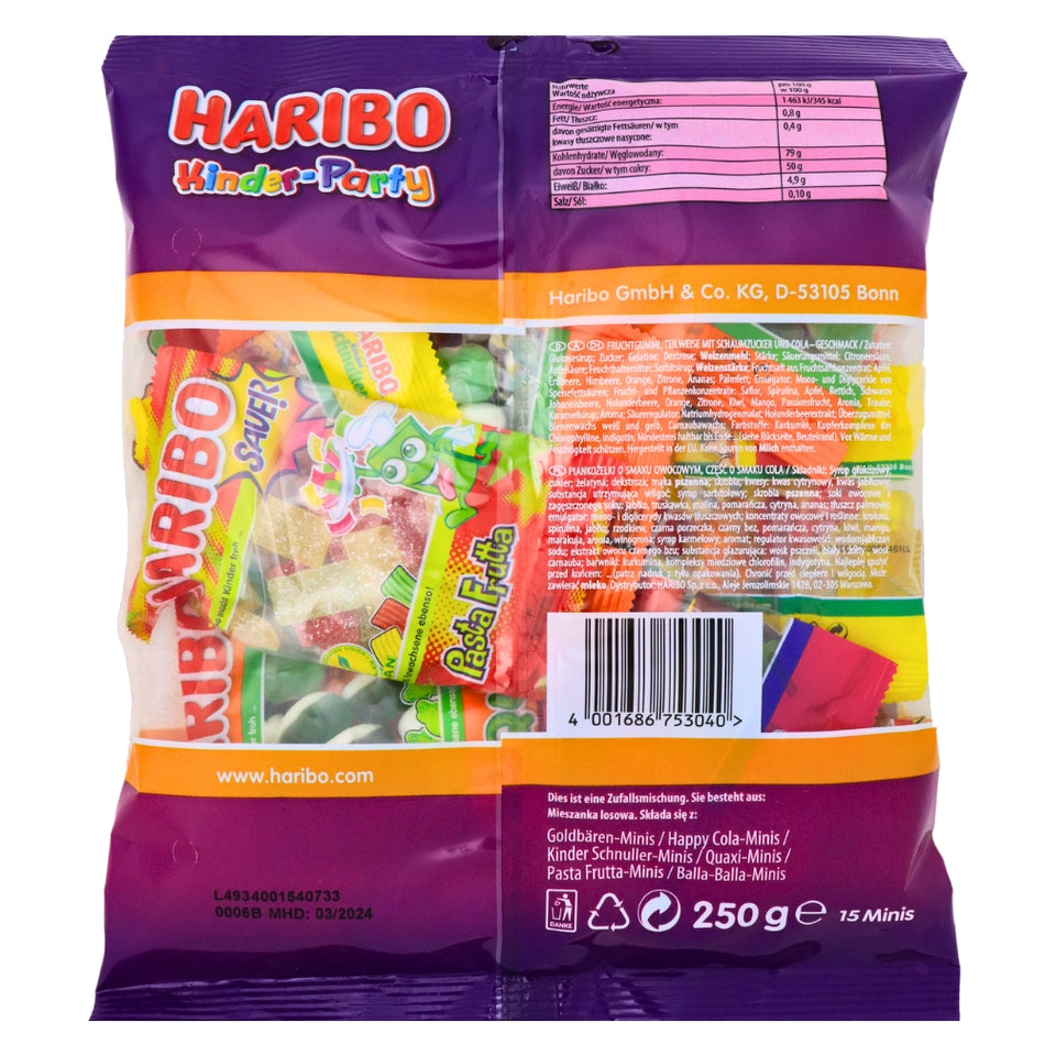 Haribo Kinder Party Minis - 250g Nutrition Facts Ingredients