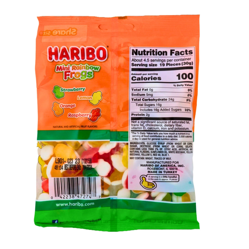 Haribo Mini Rainbow Frogs Gummi Candy-5 oz. Nutrition Facts - Ingredients
