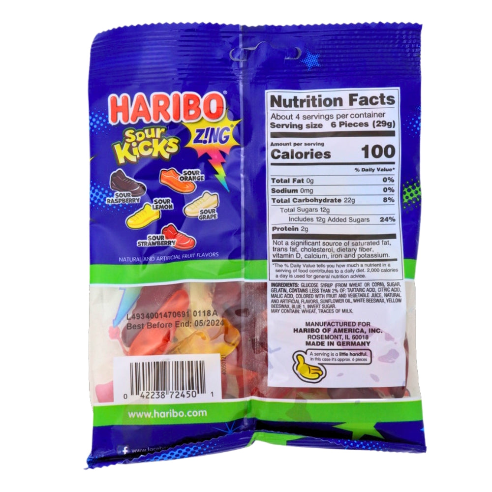 Haribo Zing Sour Kicks - 4.5oz Nutrition Facts - Ingredients