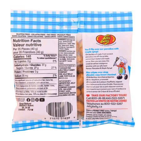 Jelly Belly Pancakes and Maple Syrup - 100g Nutrition Facts Ingredients - jelly Belly - jelly beans - retro candy - candy