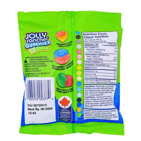 Jolly Rancher Gummies Sours 2in1 - 182g Nutrition Facts Ingredients - Jolly Rancher - Jolly Rancher Gummies - Jolly Rancher Sour Gummies - Jolly Rancher Sour Candy - Sour Gummies - Sour Gummy