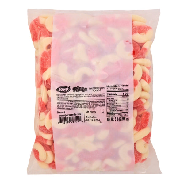 Jovy Gummy Rings Watermelon - 5lbs Nutrition Facts Ingredients