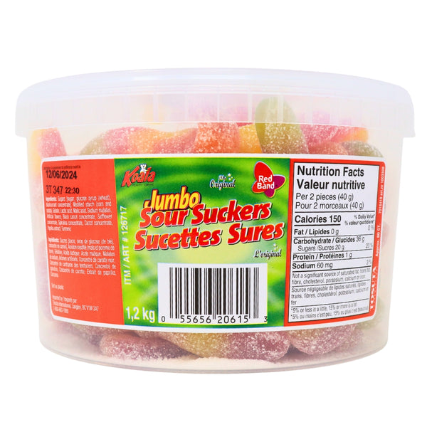 Koala Jumbo Sour Suckers Gummy Candy-Bulk Candy Canada Sour Keys Nutrient Facts - Ingredients