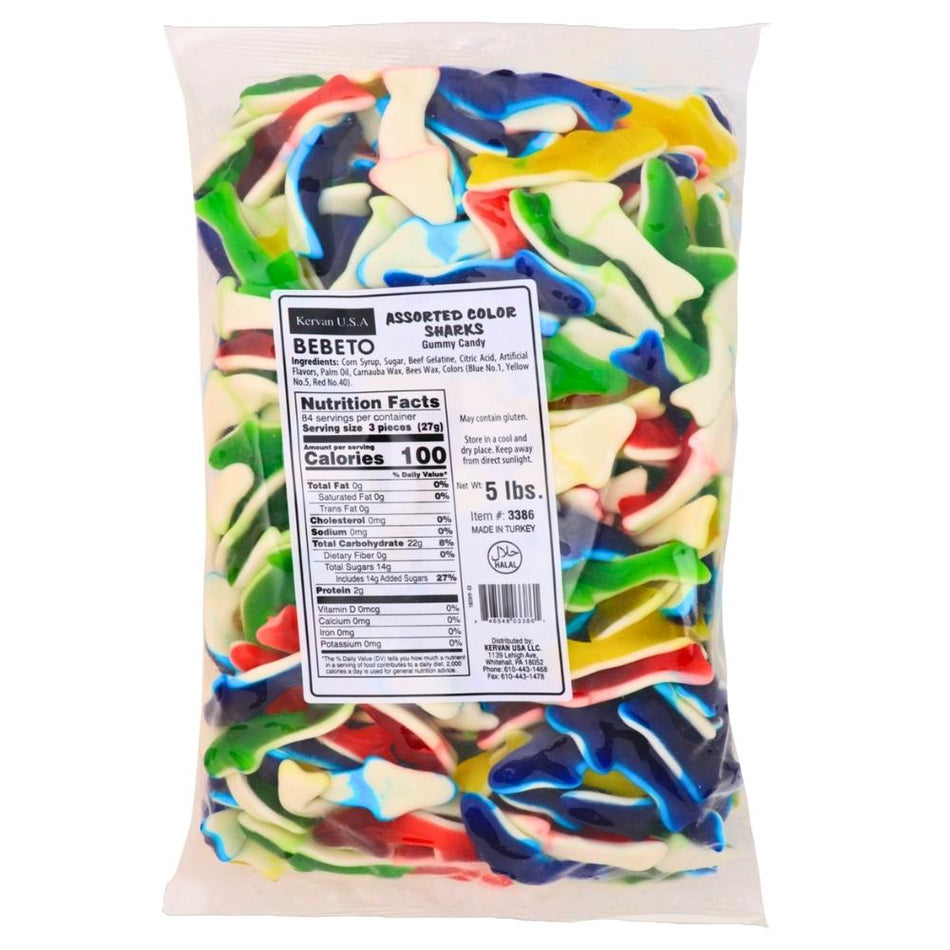 Sharks Assorted Colours Bulk Candy-Halal Nutrition Facts - Ingredients