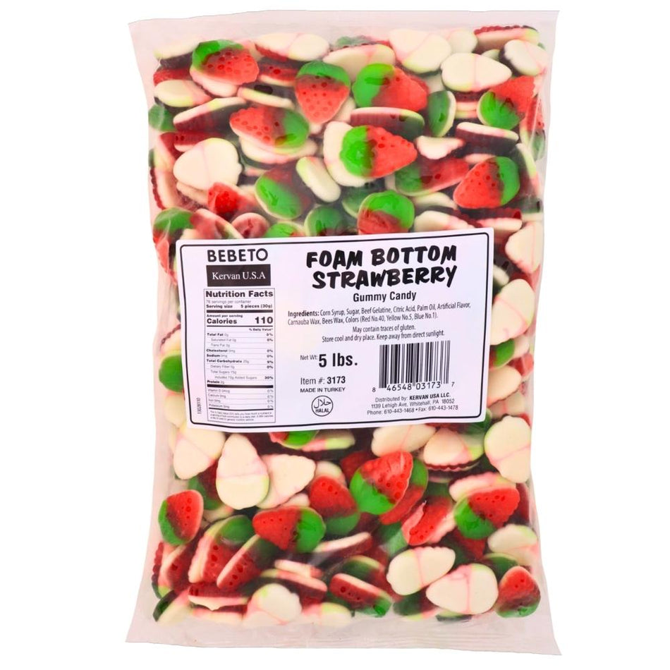 Kervan Foam Bottom Strawberry Bulk Candy-Halal Candies Nutrition Facts - Ingredients