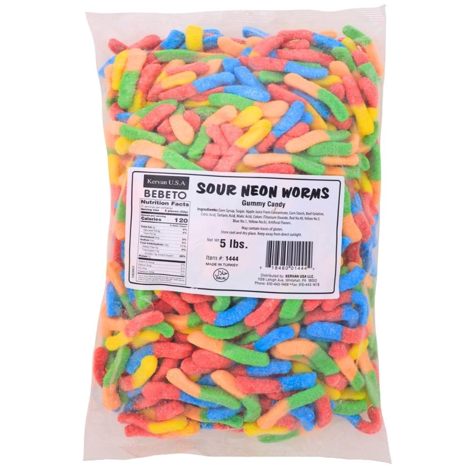 Kervan Sour Neon Worms Gummy Halal Candy Nutrition Facts - Ingredients