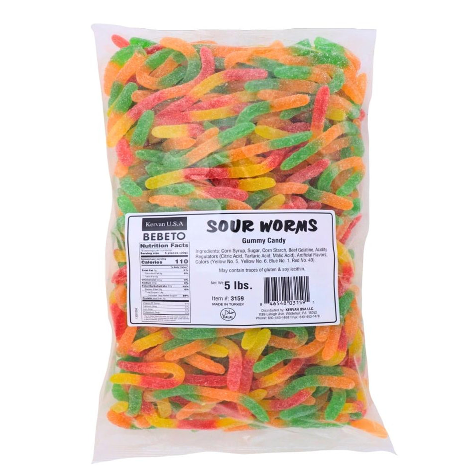 Kervan Sour Worms Gummy Candy-Halal Candy Nutrition Facts - Ingredients