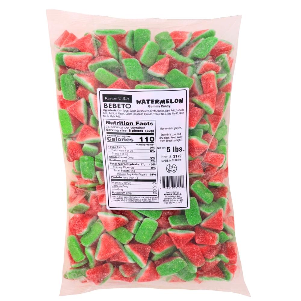 Kervan Watermelon Gummy Candy-5 lbs. Nutrition Facts - Ingredients