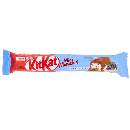 KitKat Mini Moments: Cookies and Cream (Brazil) - 39.6g - Kit Kat Mini Moments - Cookies and Cream - Brazilian Kit Kat - Miniature treats - Crunchy wafer - Smooth filling - Satisfying snacking - Bite-sized delights - Irresistible flavour - Blissful snacking