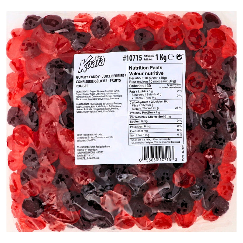 Koala Juice Berries Gummy Candies | Bulk Candy Canada Nutrient Facts - Ingredients 