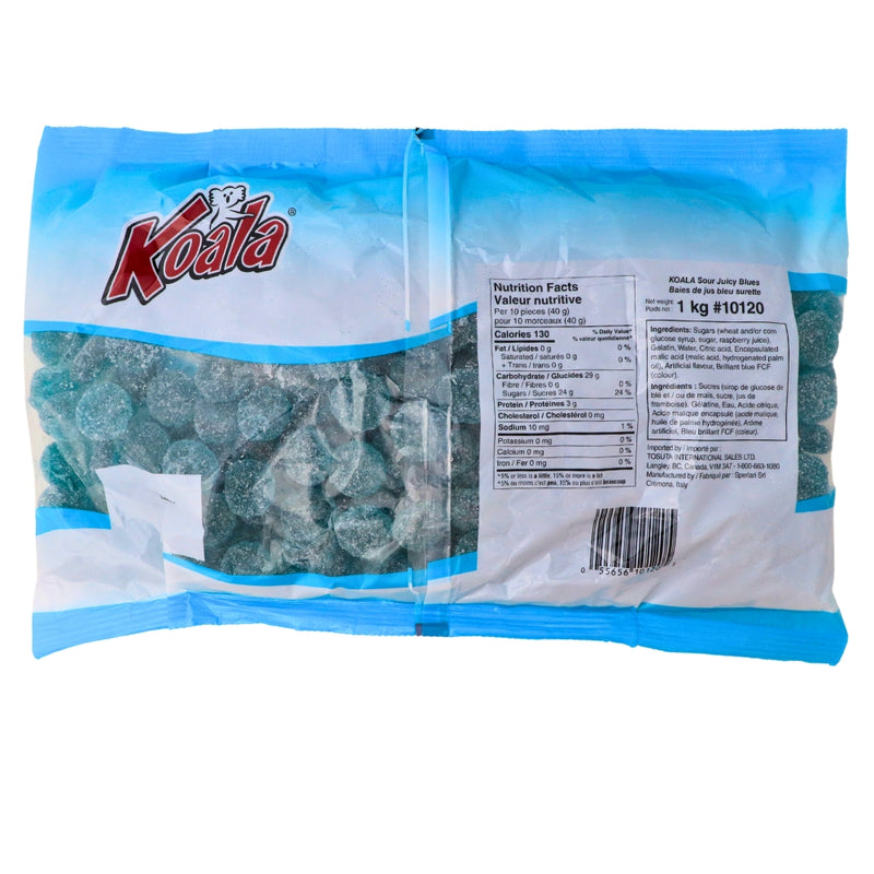 Koala Sour Juicy Blues Candies - 1 kg Nutrient Facts - Ingredients 