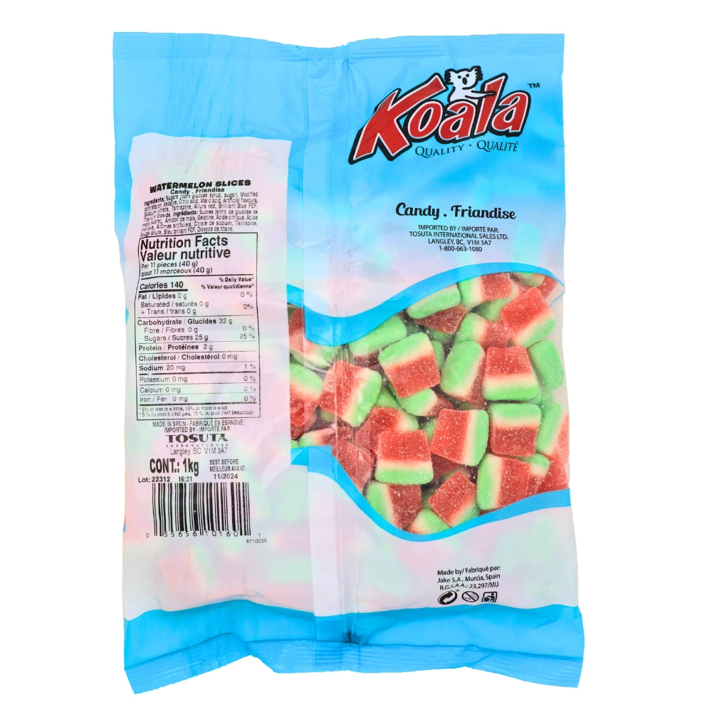 Koala Watermelon Slices Gummy Candies | Bulk Candy Nutrient Facts - Ingredients 
