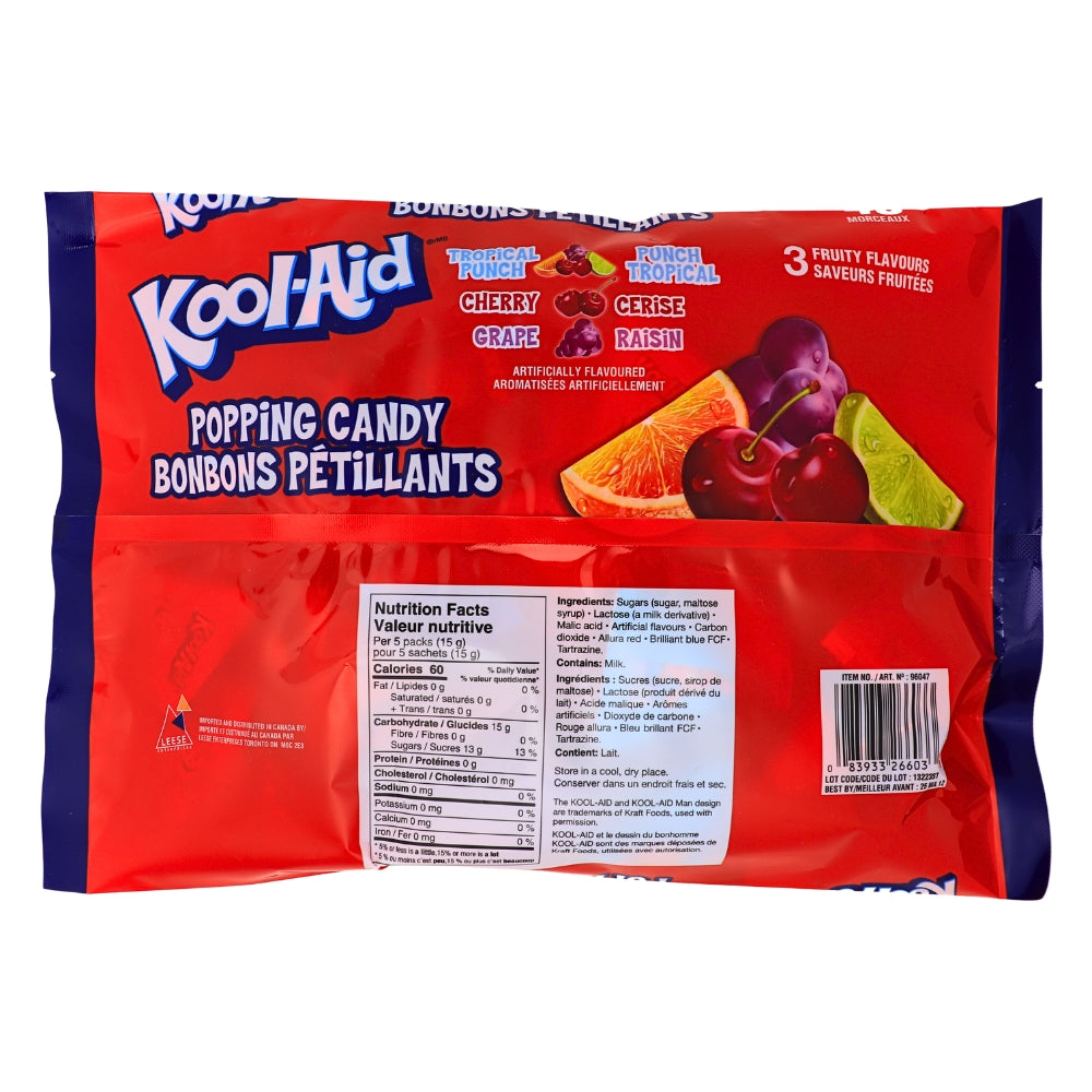 Kool Aid Popping Candy 40ct - 120g Nutrition Facts Ingredients