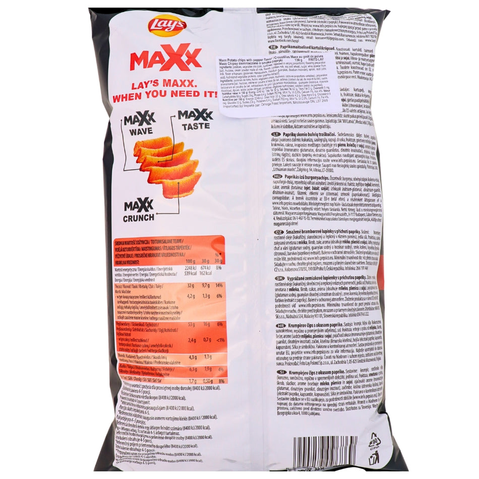 Lay's MAXX Paprika - 130g Nutrition Facts Ingredients