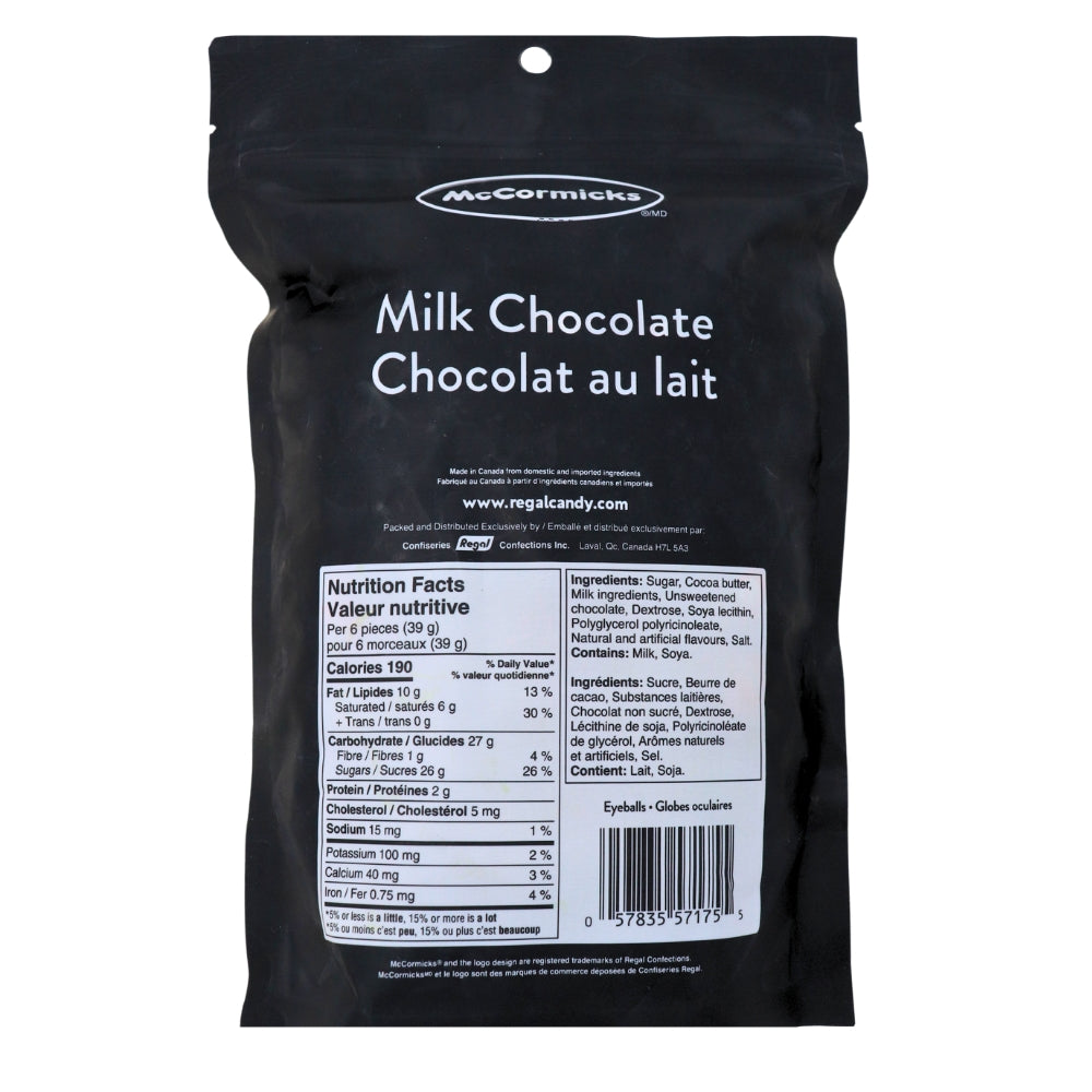 McCormicks Milk Chocolate Eyeballs - 500g Nutrition Facts Ingredients - McCormicks Milk Chocolate Eyeballs - Halloween candy delight - Chocolate eyeballs for sweets lovers - Spooky candy treats - Fun and delicious chocolate - Creamy milk chocolate candies - Halloween party sweets - Hauntingly good chocolate - Candy for themed celebrations - Spooky season treats - McCormicks - McCormicks Chocolate - Halloween Candy - Halloween Chocolate 