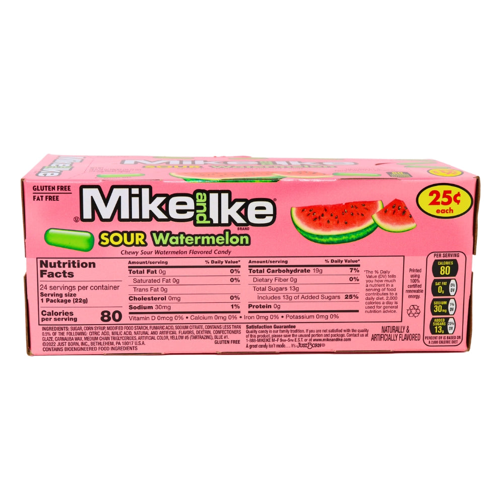 Mike and Ike Sour Watermelon 24pcs Nutrition Facts Ingredients