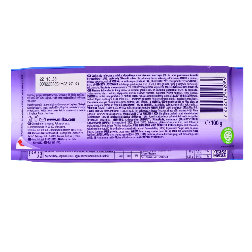 Milka Chips Ahoy Chocolate Bars Nutrition Facts Ingredients