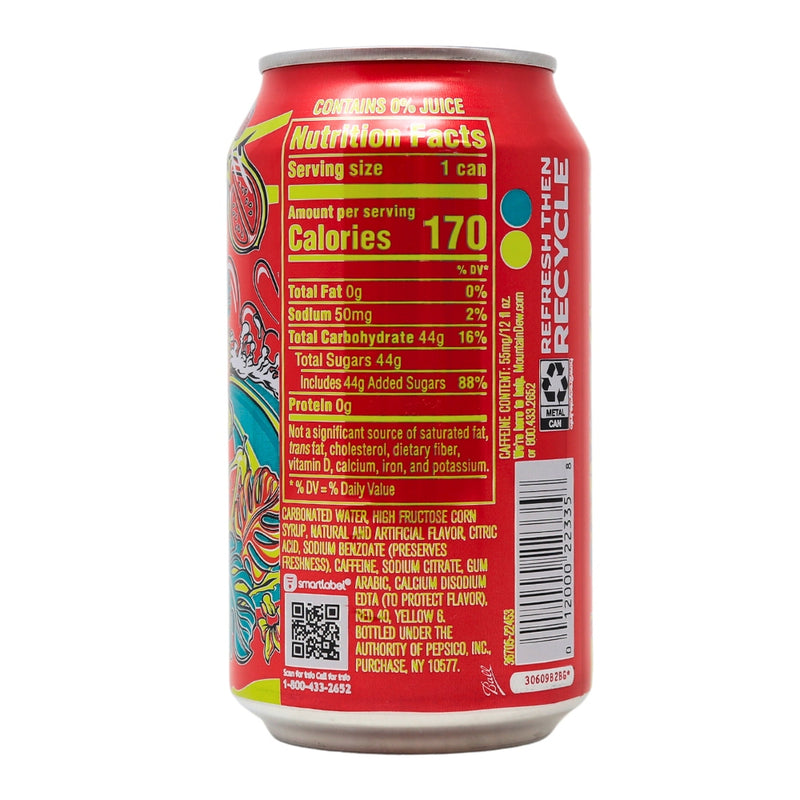 Mountain Dew Baja Caribbean Splash - 355mL Nutrition Facts Ingredients - Mountain Dew Baja Caribbean Splash - Tropical Bliss - Citrus Waves - Dew Paradise - Caribbean Flavours - Sip of Vacation - Refreshing Beverage - Bold Taste - Tropical Escape - Vacation Joy - Mountain Dew - Mountain Dew Drink
