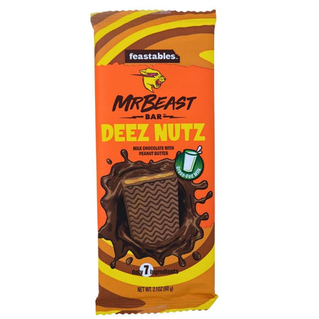 Mr Beast Deez Nutz - 60g - Mr Beast - Mr Beast Chocolate - Chocolate Peanut Butter - Peanut Butter Chocolate Trendy Candy - Trendy Chocolate - Mr Beast Deez Nutz