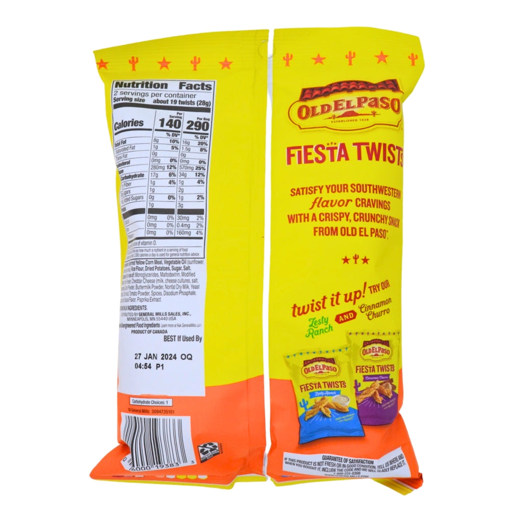 Old El Paso Fiesta Twists Queso - 2oz - Nutrition Facts - Ingredients - American Snacks from Old El Paso!