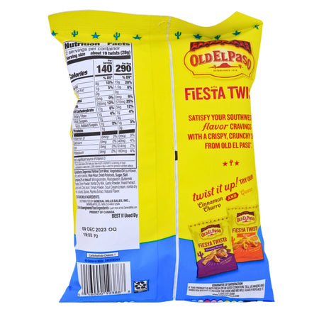 Old El Paso Fiesta Twists Zesty Ranch - 2oz Nutrition Facts Ingredients - Old El Paso - Old El Paso Fiesta Twists - Old El Paso Fiesta Twists Zesty Ranch - Mexican Snack - Savoury Snack