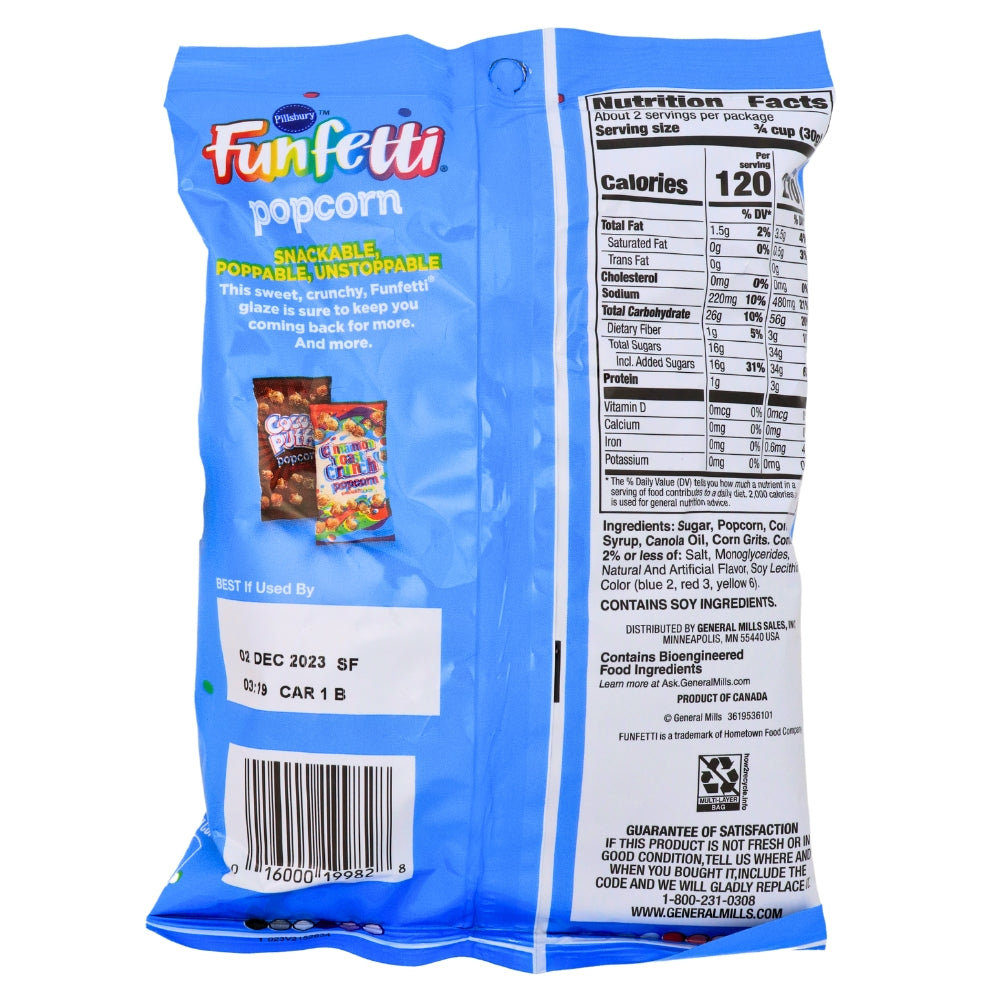 Pillsbury Funfetti Popcorn - 2.25oz - Nutrition Facts-Ingredients - American Snacks