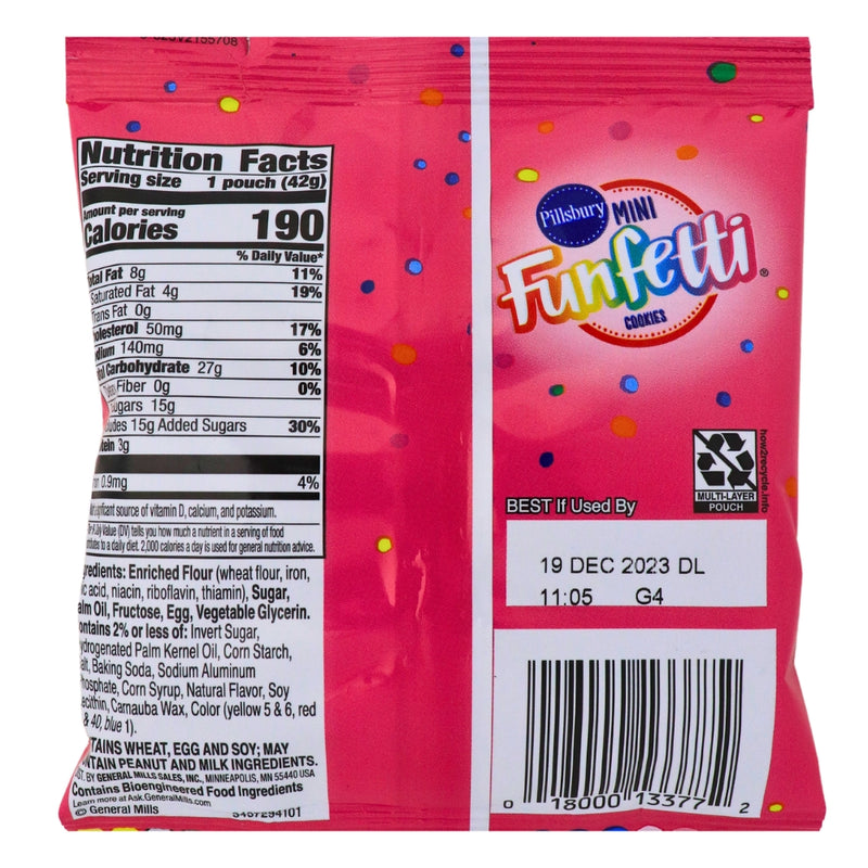 Pillsbury Soft Cookies Funfetti - 1.5oz Nutrition Facts Ingredients