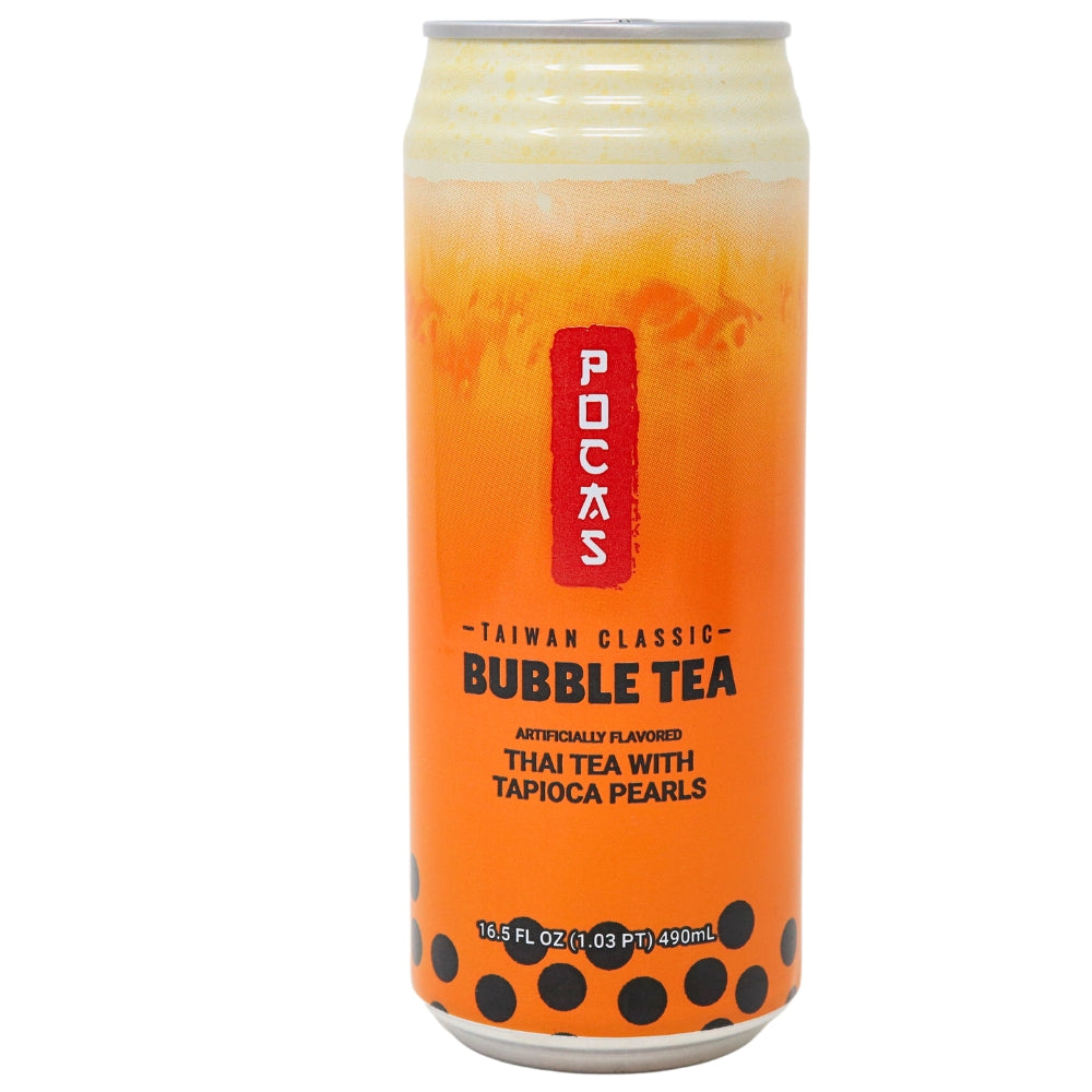 Pocas Bubble Tea with Tapioca Pearls Thai Tea - 16.5oz - Bubble Tea - Thai Bubble Tea - Pocas Tea - Pocas Bubble Tea