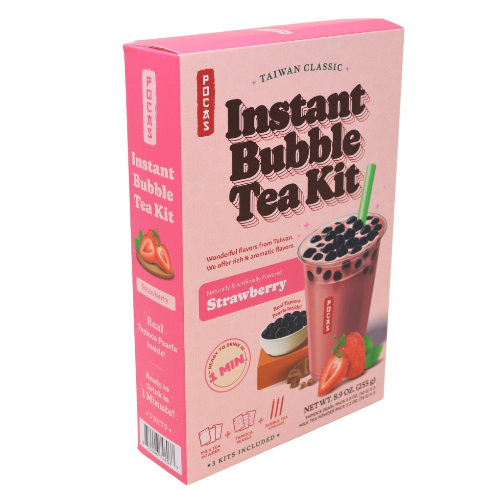 Pocas DIY Bubble Tea Kit Strawberry 3 Pack -  9oz - Bubble Tea - DIY - Pocas Bubble Tea - Strawberry Bubble Tea
