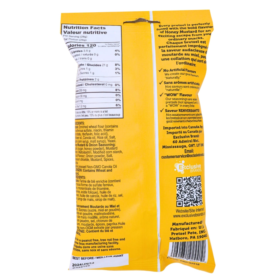 Pretzel Pzazz Honey Mustard - 56g Nutrition Facts Ingredients