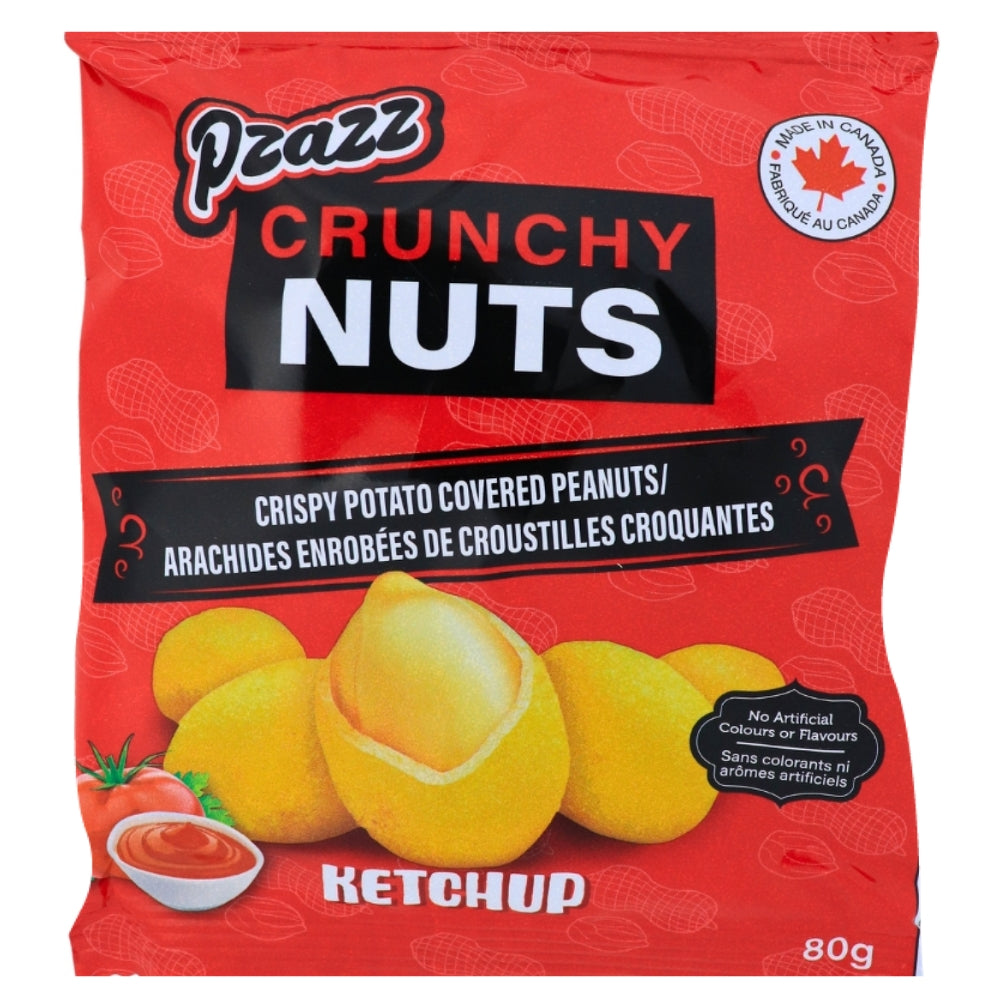 Pzazz Crunchy Nuts Ketchup - 80g - Snack - Pzazz Chips - Canadian Snack - Ketchup Nuts