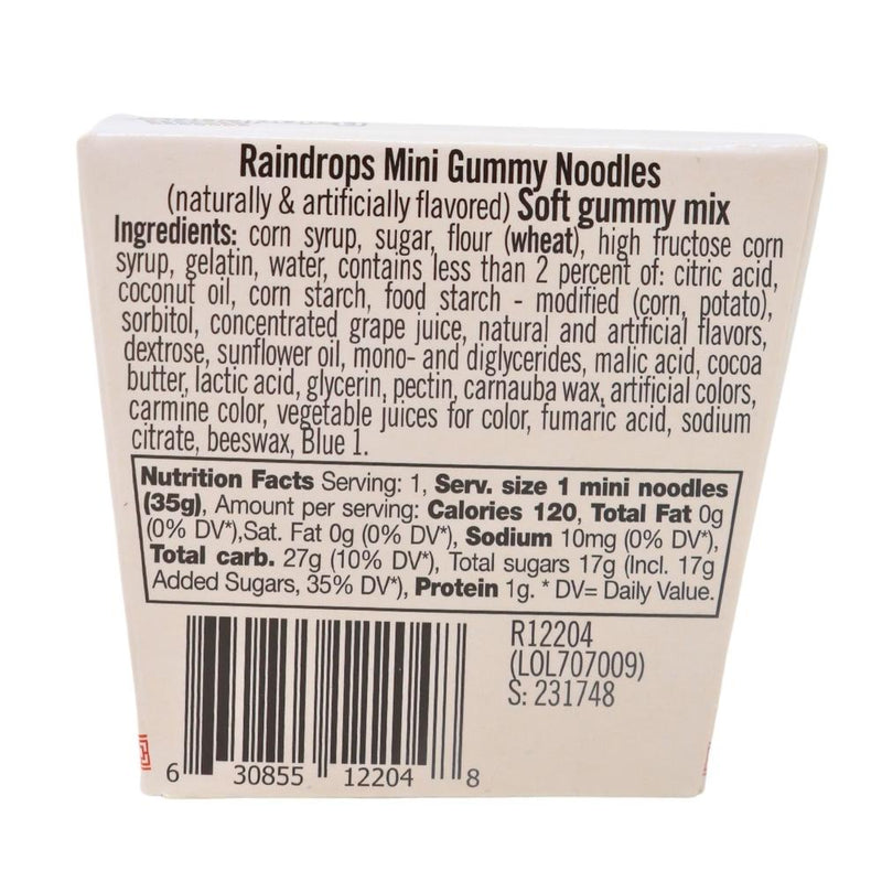 Raindrops Gummy Noodles in Takeout Carton - 1.2oz Nutrition Facts Ingredients