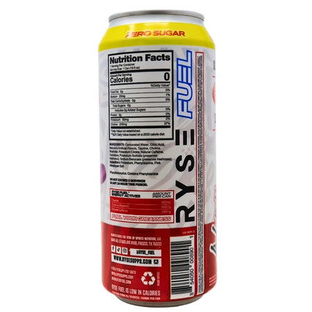 Ryse Energy Drink Smarties - 473mL Nutrition Facts Ingredients