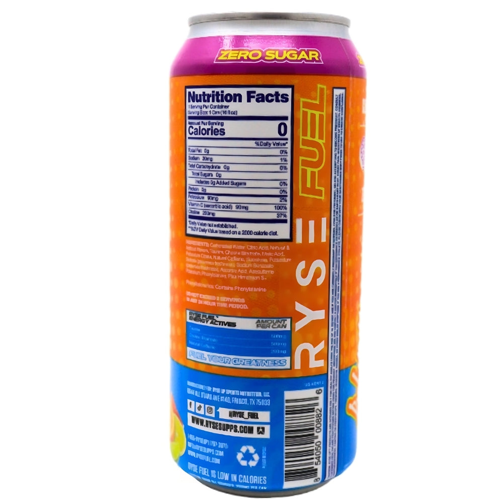 Ryse Energy Drink Sunny D - 473mL Nutrition Facts Ingredients