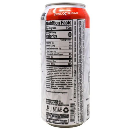 Ryse Energy Drink Tigers Blood - 473mL Nutrition Facts Ingredients