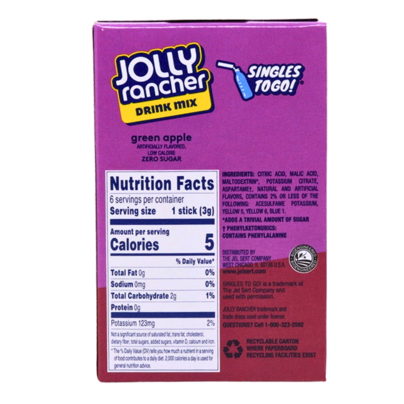 Jolly Rancher Singles To Go-Green Apple Drink Mix