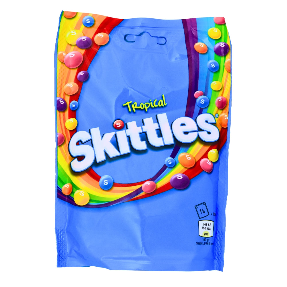 Skittles Tropical (UK)- 152g- These Skittles are from the UK