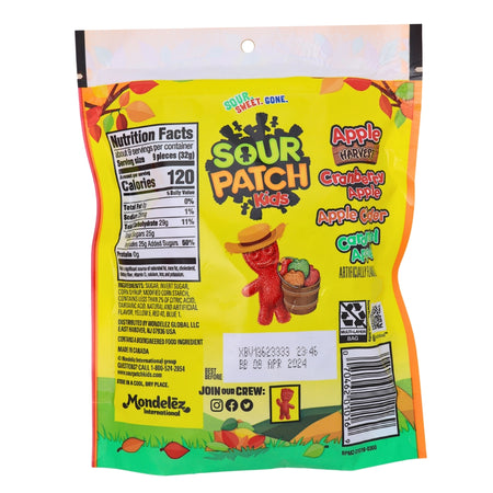 Sour Patch Kids Apple Harvest - 10oz Nutrition Facts Ingredients - Sour Patch Kids Candy - Chewy Candy - Sour Candy
